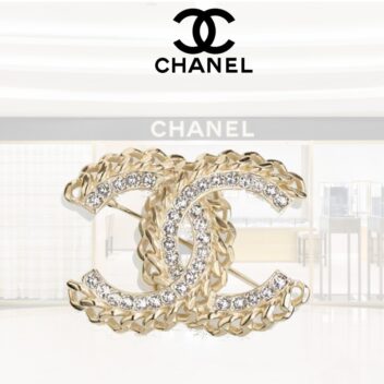 【CHANEL】★CCマーク★ ゴールド クリスタル チェーン ブローチ