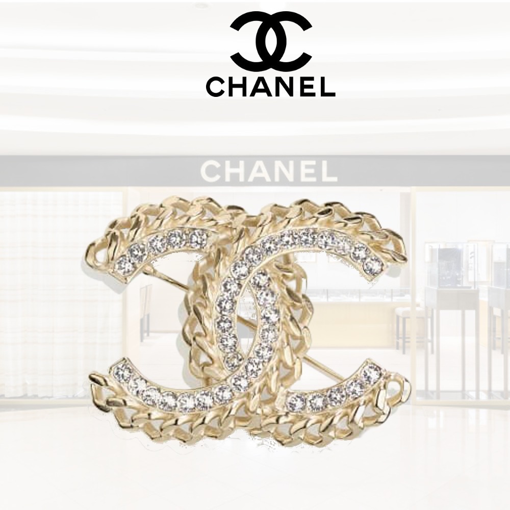 CHANEL】☆CCマーク☆ ゴールド クリスタル チェーン ブローチ ...